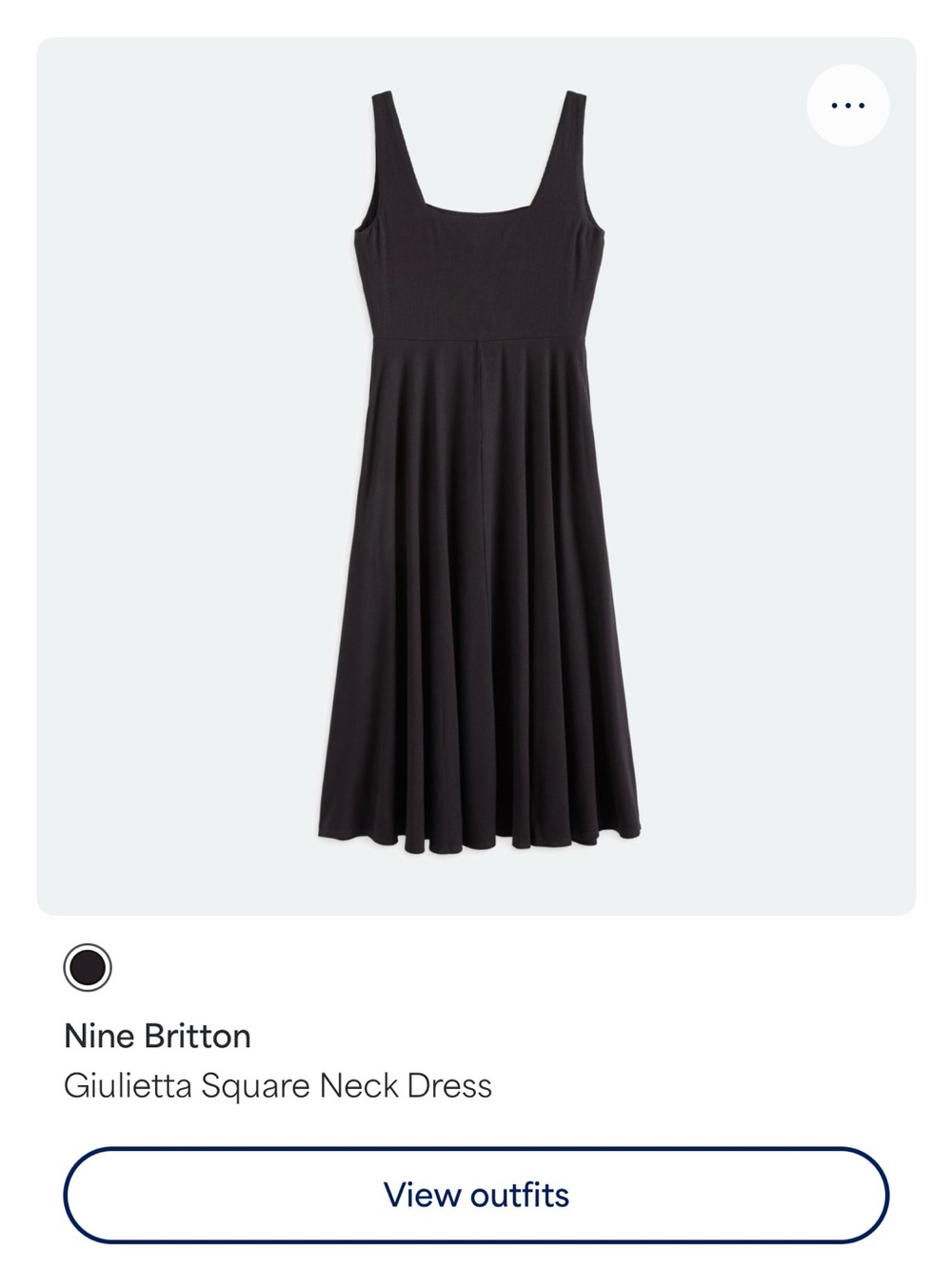 nine britton Black Square Neck Sleeveless Midi Dress